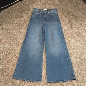 Frame Denim Blue Flare Wide-Leg Jeans